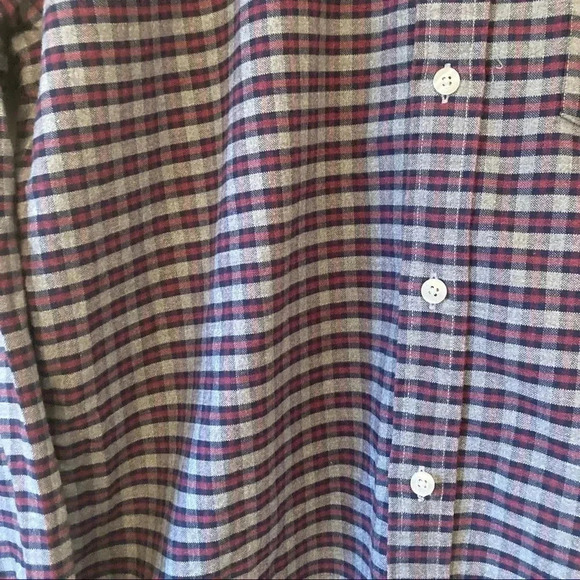 Brooks Brothers red fleece red grey grid plaid checkered  button down shirt - Picture 3 of 6